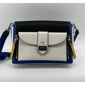 Henri Bendel Rivington Flap Shoulder Bag Colorblock Black / Blue / White